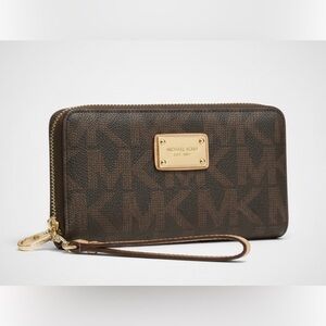 Michael Kors Dark Brown Wallet with Gold Plate